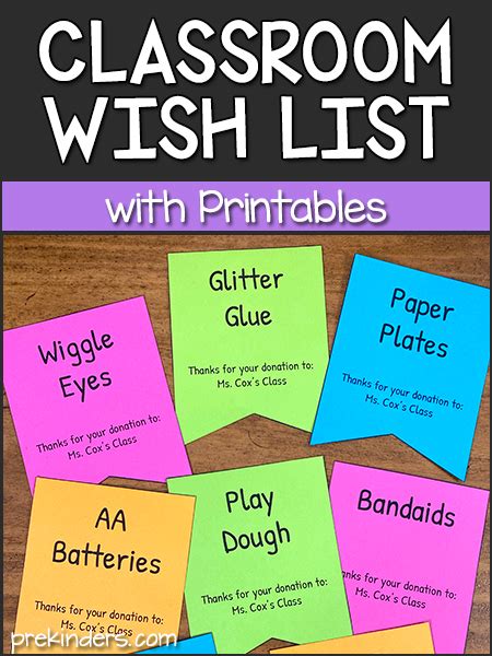 Classroom Wish List Prekinders