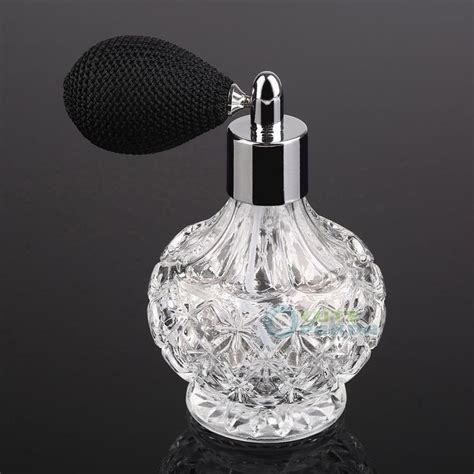 Vintage Crystal Perfume Bottle 80ml Spray Atomizer Black Short Bulb Lady T Crystal Perfume