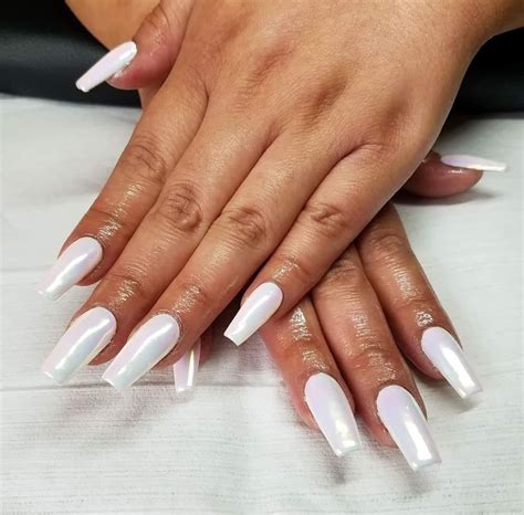 Gel Extensions 45 Purple Nails White Nails White Chrome Nails