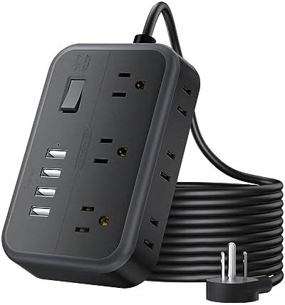 Amazon Tower Power Strip Flat Plug With 12 Outlets 4 USB 1 USB C