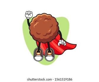 Meatball Super Hero Cartoon Mascot Character Stock Vector Royalty Free