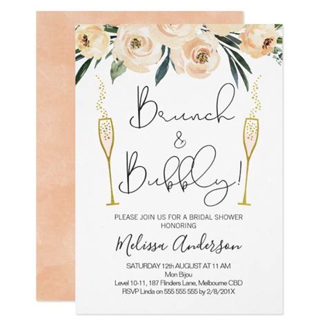 Brunch And Bubbly Floral Bridal Shower Invitation Zazzle Artofit