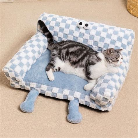 Big Eye Warm Cat Sofa Blue Couch Bed – MEWCATS