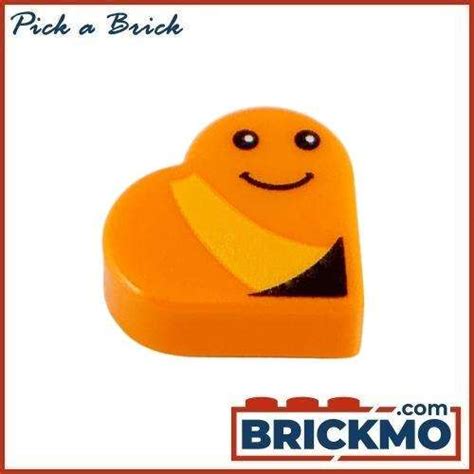 LEGO Bricks Tile Round 1x1 Heart With Worm Bright Light Orange Stirpe