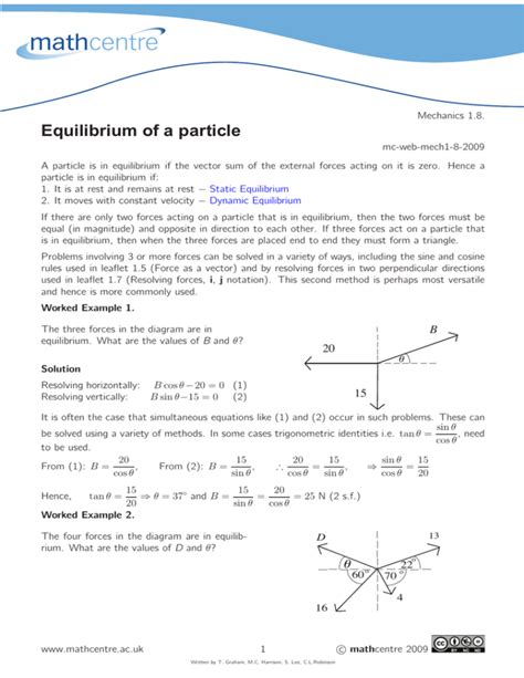 Equilibrium Of A Particle