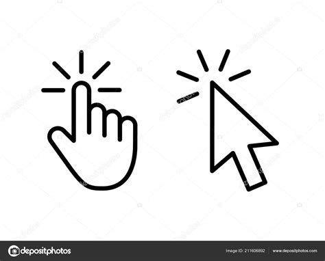 Computer Mouse Click Cursor Gray Arrow Icons Set And Loading Icons