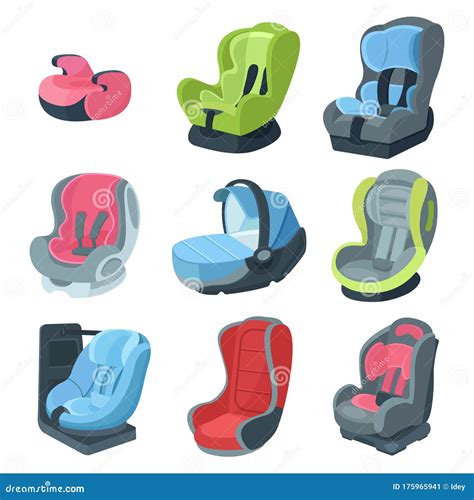 Set of Child Car Seats, from Newborns To Adolescents. Stock Vector - Illustration of device ...