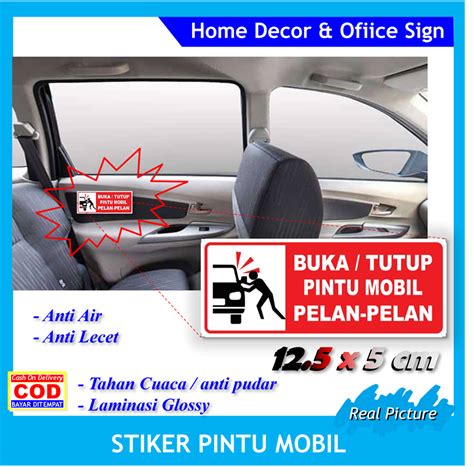 Jual Emblem Stiker Mobil Buka Tutup Pintu Pelan Pelan Sticker Anti