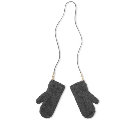 Max Mara Ombrato Teddy Mittens Dark Grey End