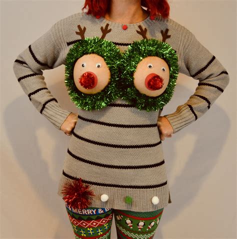 Sexy Ugly Christmas Sweater NOT PLASTIC Boobs Cut Out See Etsy Norway