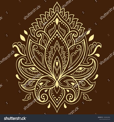 Lotus Mehndi Flower Pattern Henna Drawing Stock Vector Royalty Free 1406082806 Shutterstock