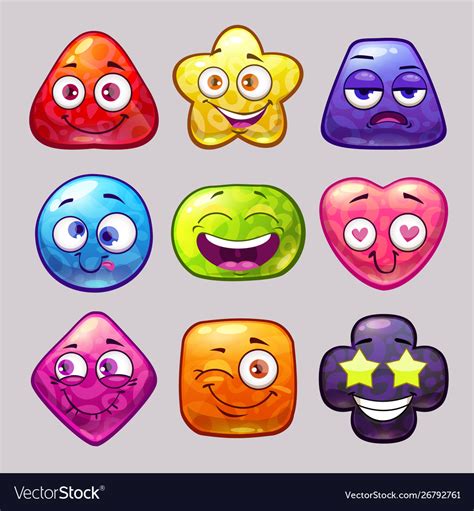 Funny Cartoon Colorful Glossy Shapes Characters Vector Image Hot Sex