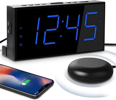 Super Loud Vibrating Alarm Clock For Heavy Sleepers Dual Alarms Clock With Bed Shaker Large