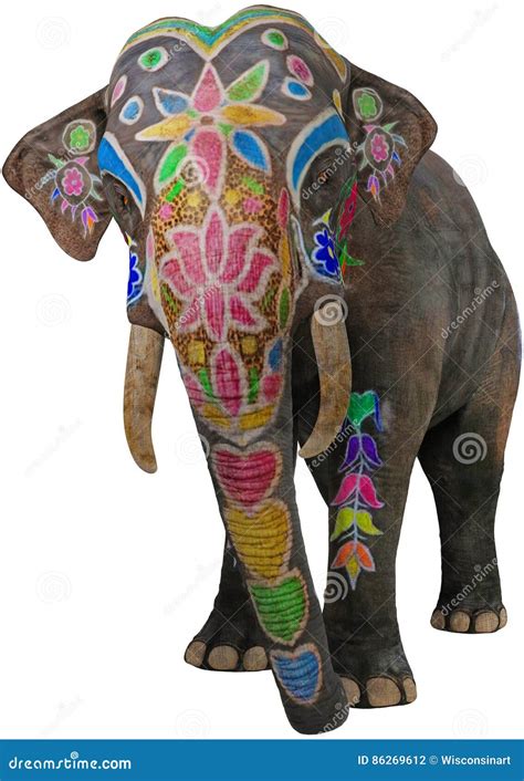 Elefante Indiano Colorido Pintado Isolado Foto De Stock Ilustração De