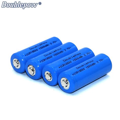 4pcs Lot FREE SHIPPING Doublepow DP 18500 1500 MAh 3 7V Li Ion