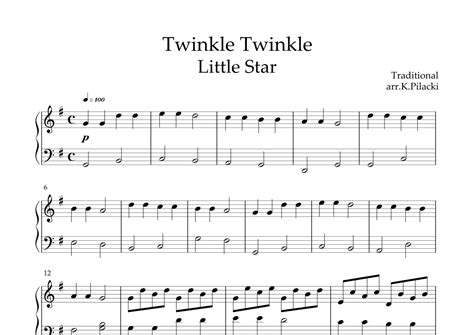 Twinkle Twinkle Little Star For Piano Solo Arr Kp82 Music By Traditional Sheet Music For Easy