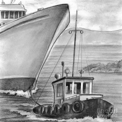 Tug Boat Towing Cruise Ship Drawing by Lee Serenethos