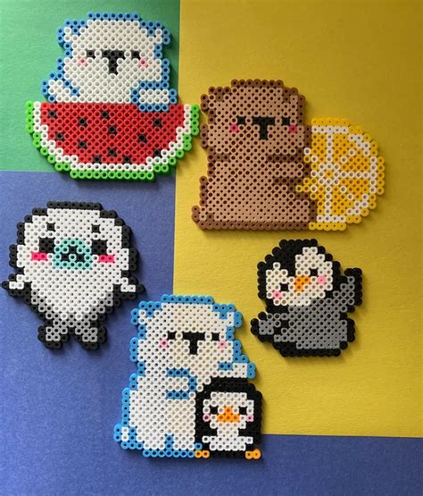 Kawaii Perler Bead Animals Etsy Perler Bead Art Perler Bead
