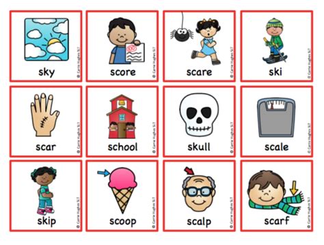 Word Initial Sk Picture And Word Cards Carrie Hughes Slt