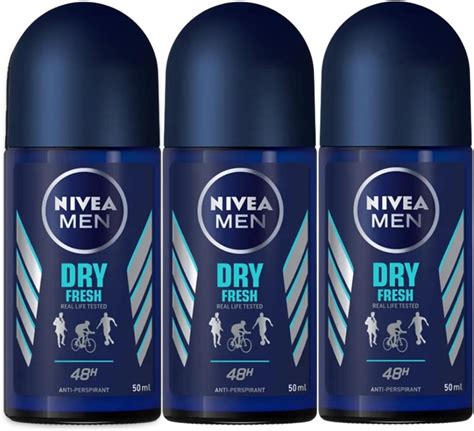 Nivea For Men Deodorant Roll On Dry Fresh Anti Perspirant 48h 17oz50ml Pack Of 3