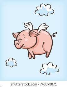 Pig Cartoon Flying Stock Vector Royalty Free Shutterstock