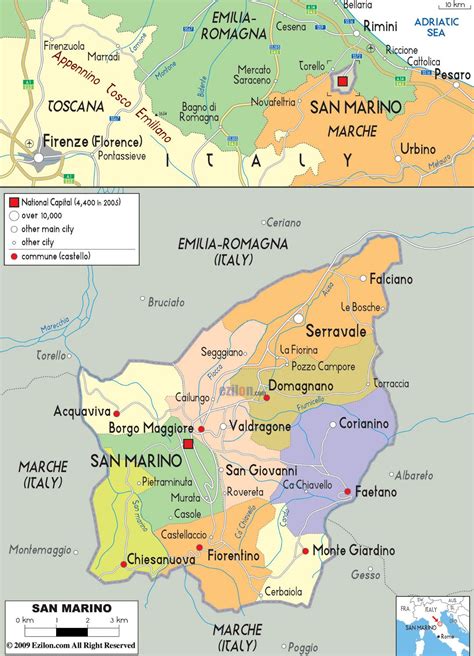 Grande Mapa Pol Tico Y Administrativo De San Marino Con Carreteras Y