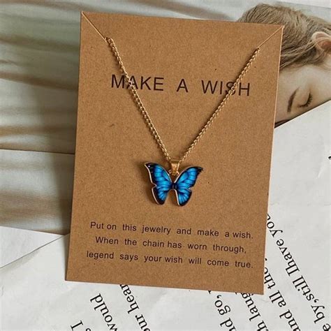 Vlinder Ketting Blauw Ketting Met Hanger Dames Vlinder Turquoise