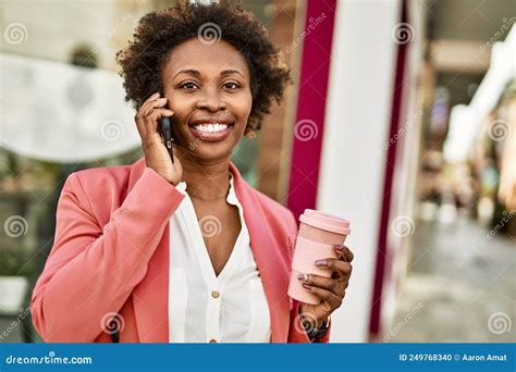 Beautiful Business African American Woman With Afro Hair Smiling Happy