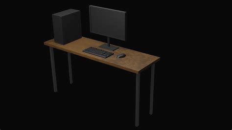 lowpoly tabletop computer set model turbosquid