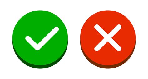 Check Mark And Cross Mark Button Icon Set Success Or Failure Good Or