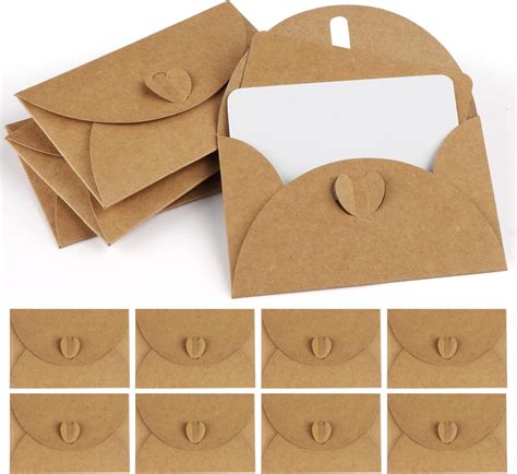 Mocraft 100 Kraftpapier Umschläge mit 100 Blanko Papier Karten Mini