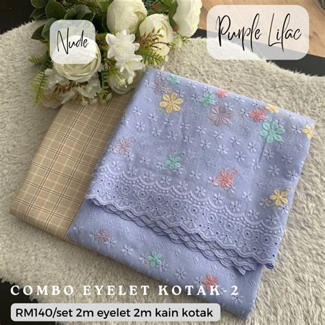 COMBO EYELET DENGAN KAIN KOTAK KOTAK DESIGN TERBARU ALBUM NUDE