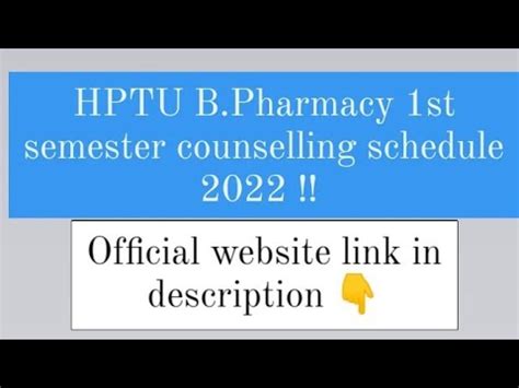 Hptu Direct Entry B Pharmacy St Sem Counselling Schedule Out