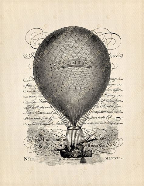 Instant Download Printable Vintage Victorian Hot Air Balloon Etsy