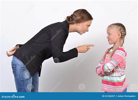 Mother And Daughter Having Quarrel Stock Image Image Of Angry