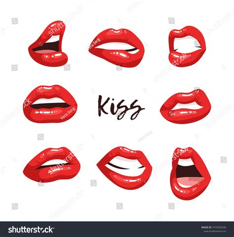 Sexy Female Lips Red Lipstick Vector Stock Vector Royalty Free 1919526530 Shutterstock