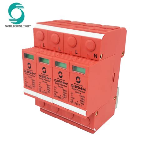 Worldsunlight Xlspd 40 T2 Ac 385v 20ka 40ka 4 Pole 4p Power White Surge Protection Protector