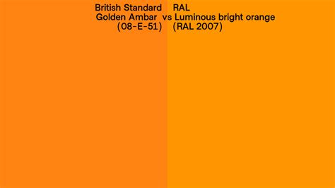 British Standard Golden Ambar E Vs Ral Luminous Bright Orange