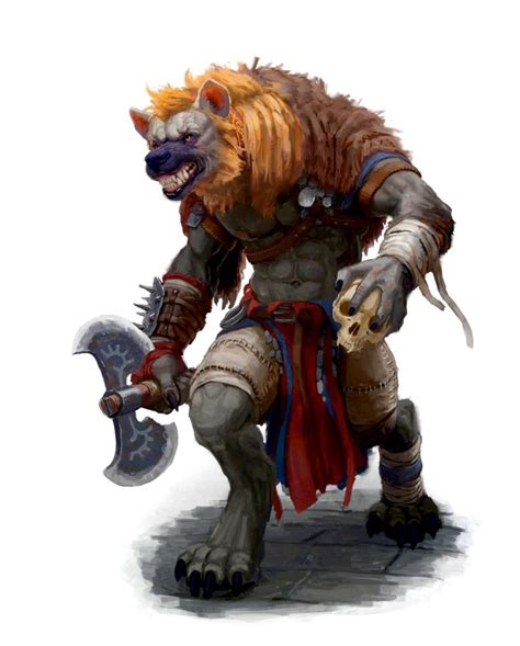 Male Gnoll Barbarian Krasgar Pathfinder 2e Pfrpg Dnd Dandd 35 5e 5th