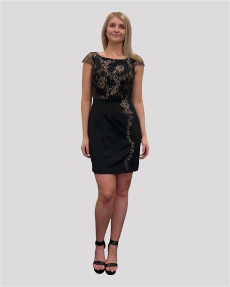 Megan Black And Gold Lace Cocktail Dress Jk Evening Wear