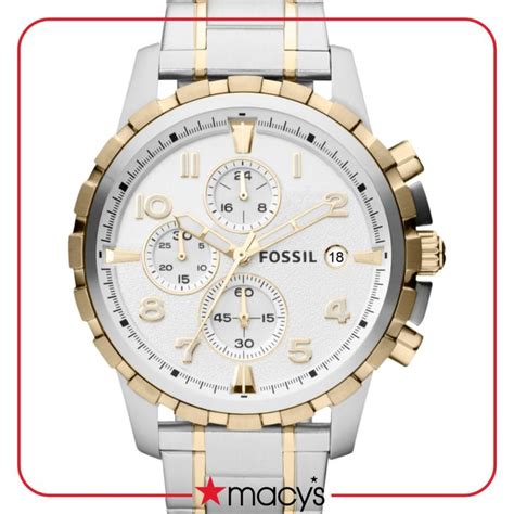 Fossil Men S Chronograph Dean Two Tone Stainless Steel Bracelet Watch