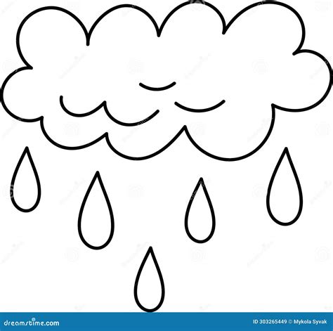 Rainy Cloud Outline Stock Vector Illustration Of Cloudy 303265449