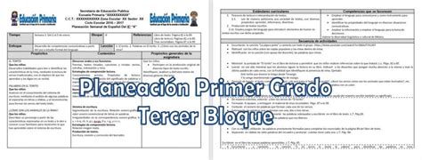 Planeaciones Del Primer Grado Del Primer Bloque Del Ciclo Escolar 2017 Reverasite