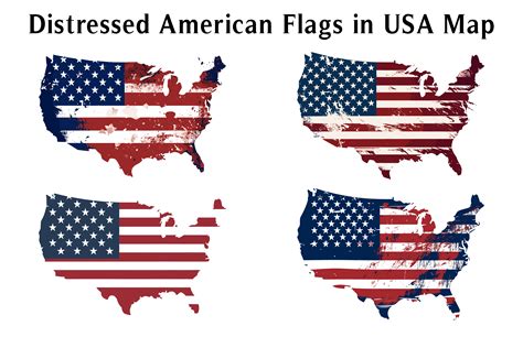 Distress American Flags in USA Map Set Graphic by Designs River