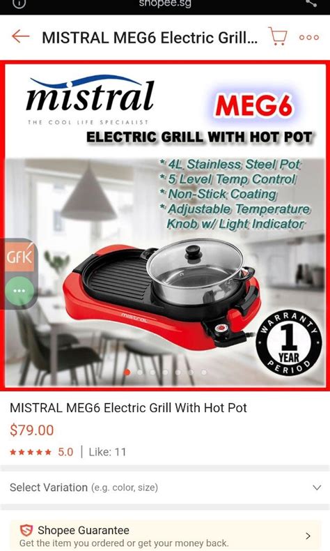 Mistral Electric Grill With Hot Pot TV Home Appliances Kitchen Appliances BBQ Grills