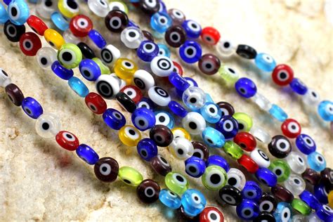 The Listing Provides Mm Flat Round Shape Multicolour Evil Eye Beads