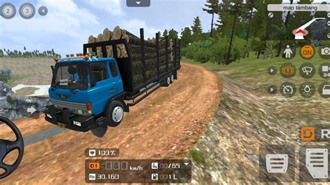 Truck Hino Angkut Balok Kayu Lewat Jalur Hutan Bus Simulator