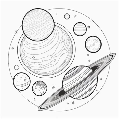 Un Dibujo De Un Sistema Solar Con Planetas Y Un Planeta Generativo Ai