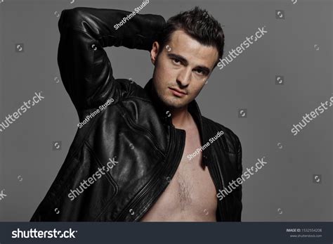 Sexy Man Leather Jacket Nude Torso Stock Photo Edit Now