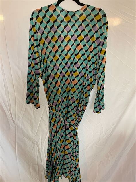 Leota L Fits Like X Plus Size Geometric Faux Wrap Dress Nwot Ebay